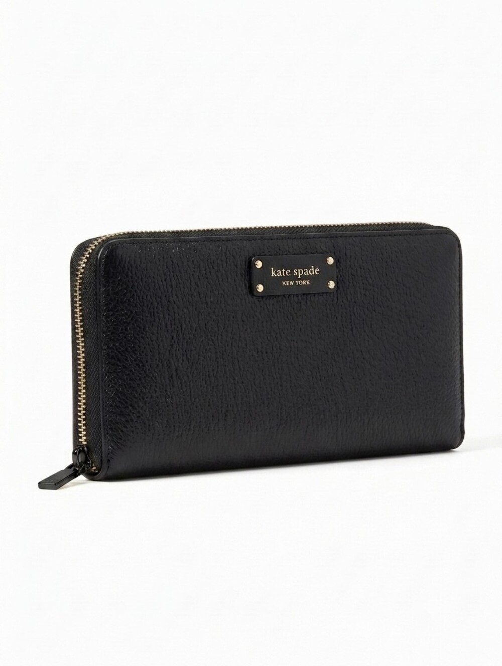 kate spade Black Leather Zip-Around Wallet